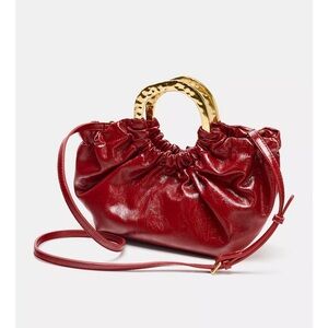 Zara Red Bag with Gold Accent
